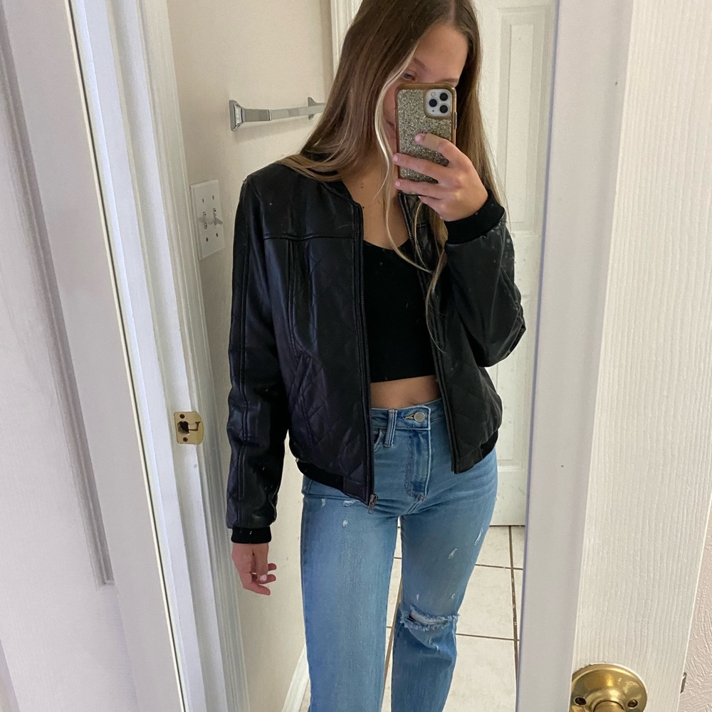 Black faux leather jacket